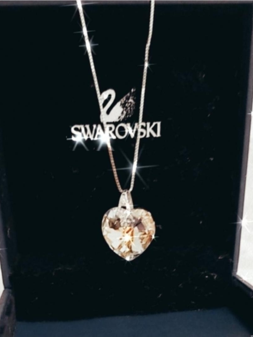Swarovski Champagne Heart Crystal Pendant Necklace
